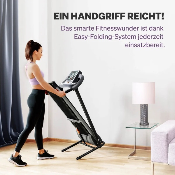 treadmill, folding treadmill, cardio machine, home fitness equipment, running machine, product demo, lifestyle, trustworthy, calm, neutral